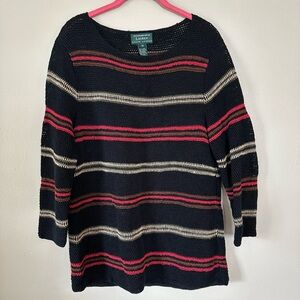 Lauren Ralph Lauren Navy and Red Striped Sweater